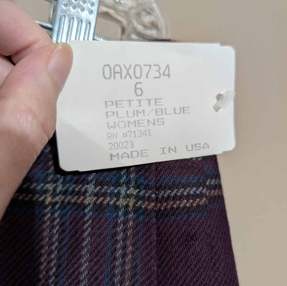 NWT Vintage L.L.BeanButton Closure Plaid Mini Skirt Size 6 Petite,Maroon - Picture 4 of 7